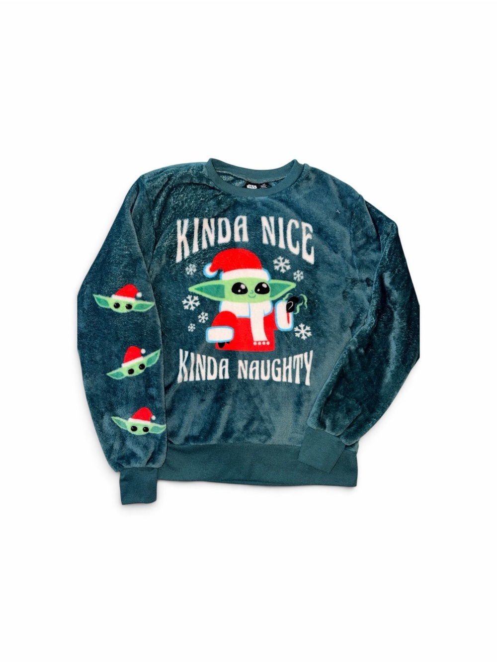 Star Wars Green Plush 'Kinda Nice Kinda Naughty' Crewneck Sweatshirt Grogu Yoda